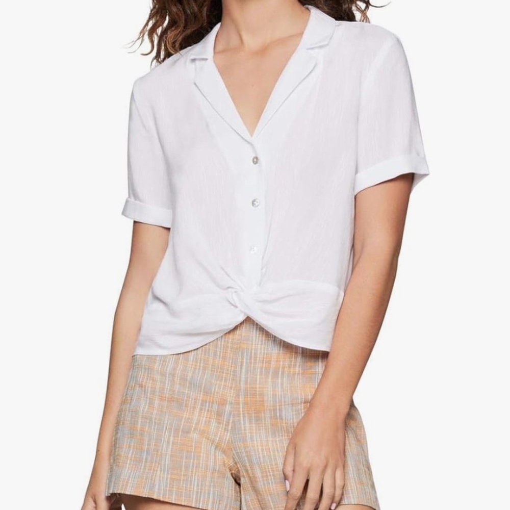 BCBGeneration White Button-Down Shirt with Knot Detail